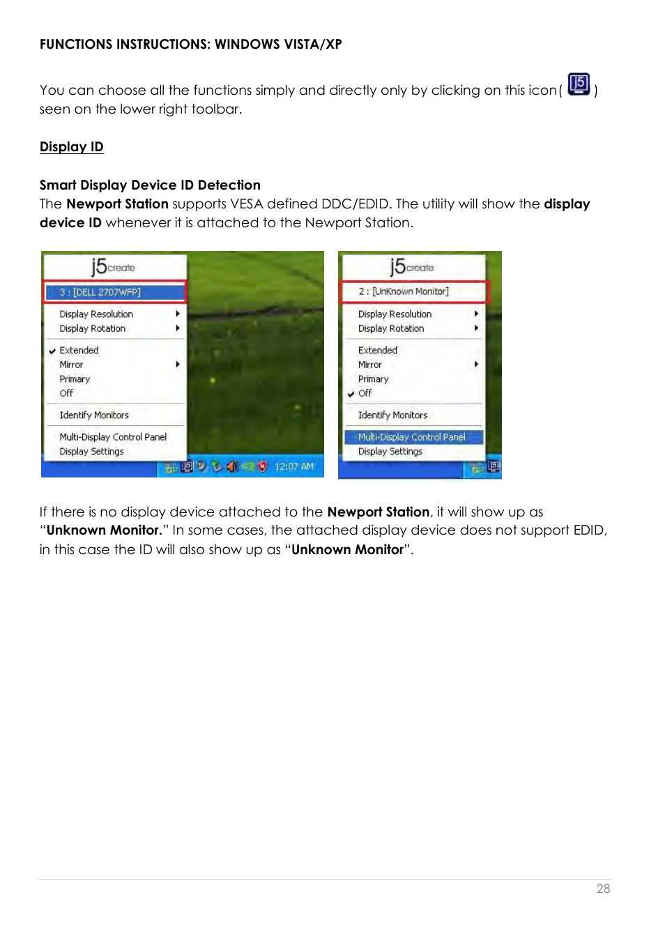 Functions instructions: windows vista/xp, Display id | j5 create JUD200 USB 2.0 Newport Station User Manual | Page 29 / 350