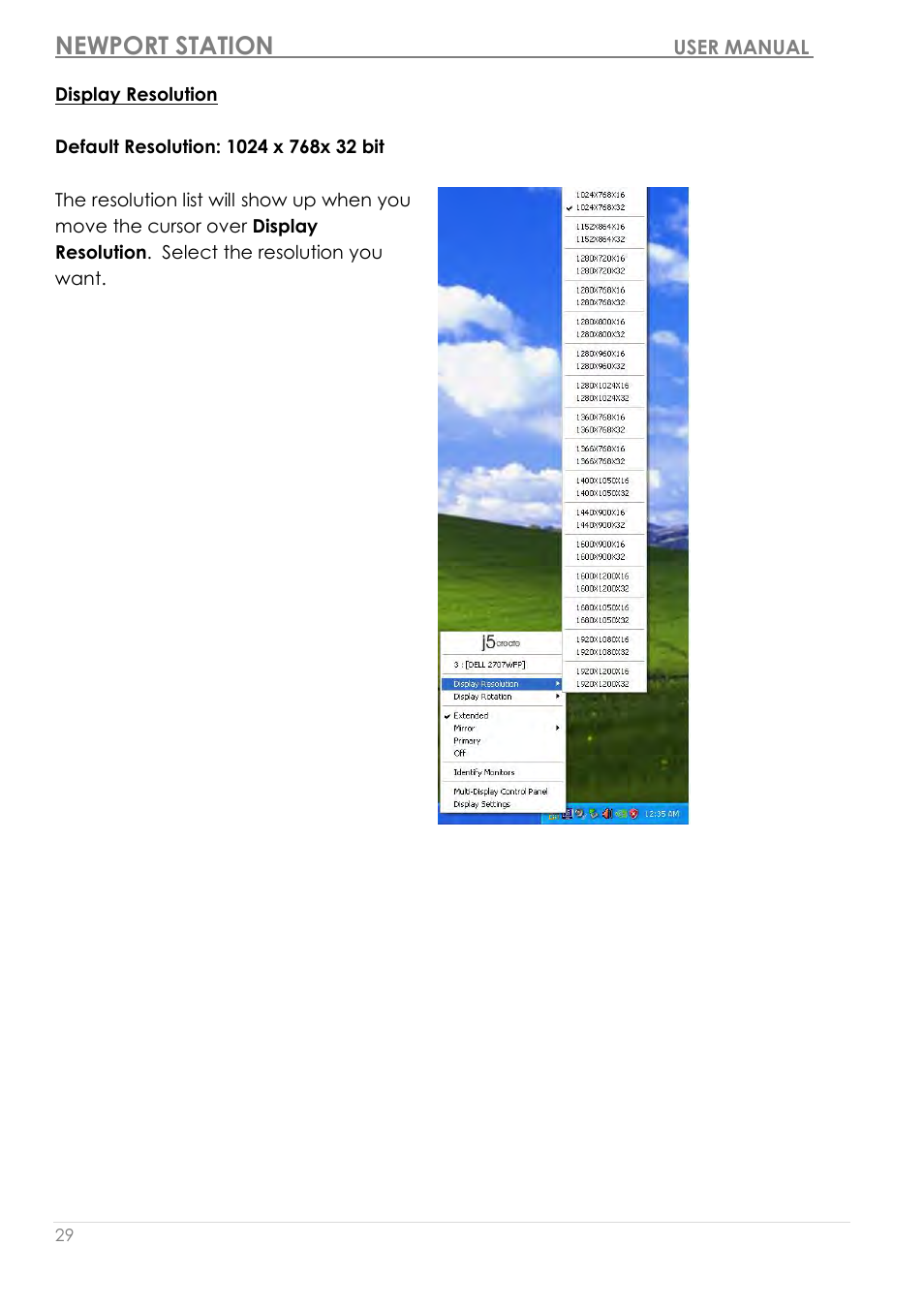 Display resolution, Newport station | j5 create JUD200 USB 2.0 Newport Station User Manual | Page 30 / 350