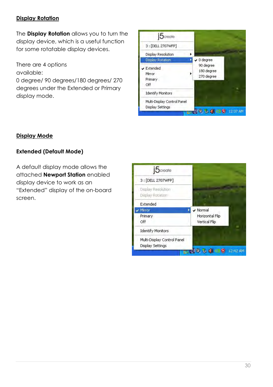 Display rotation display mode | j5 create JUD200 USB 2.0 Newport Station User Manual | Page 31 / 350