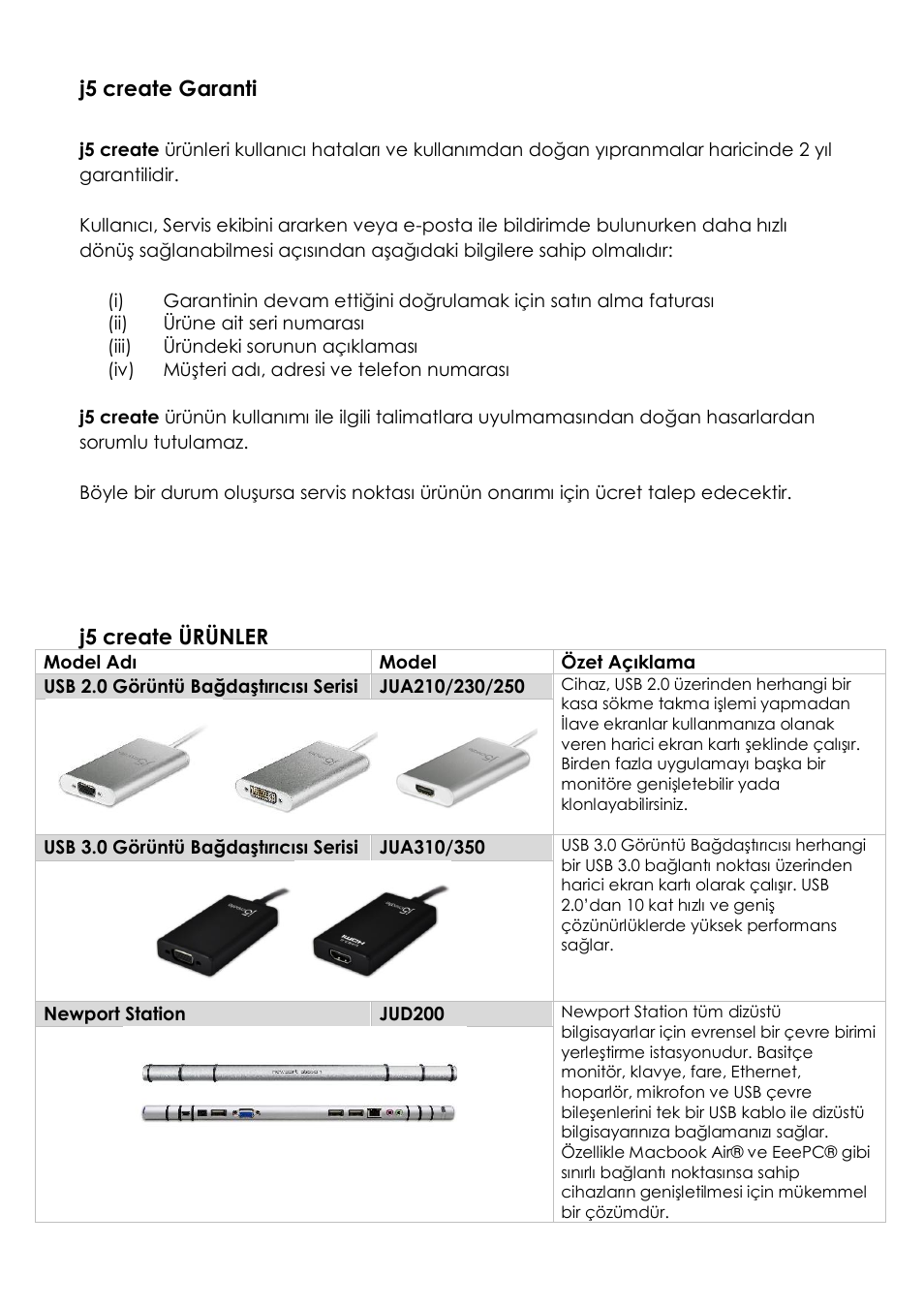 J5 create garanti, J5 create ü rü nler | j5 create JUD200 USB 2.0 Newport Station User Manual | Page 349 / 350
