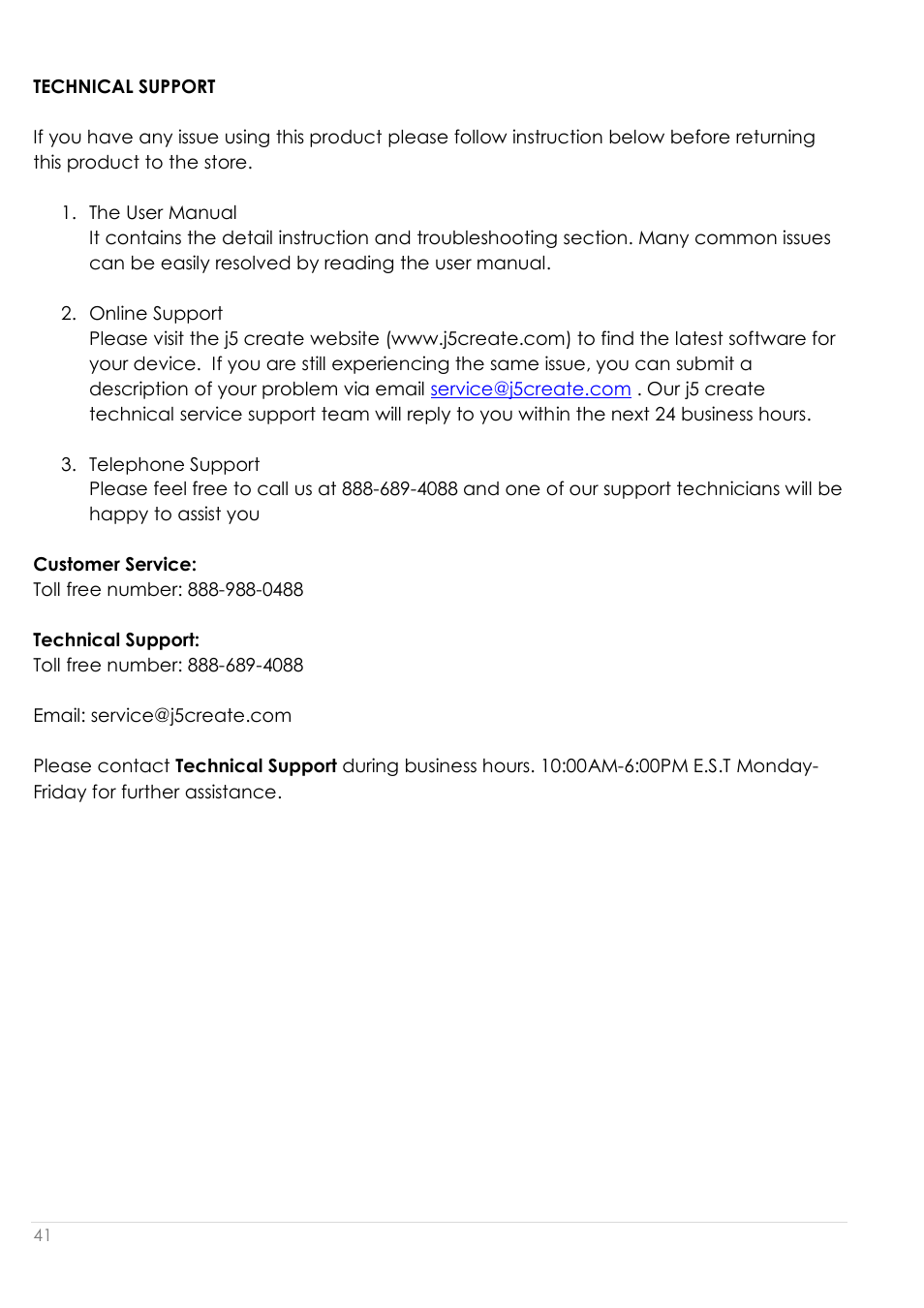 Technical support | j5 create JUD200 USB 2.0 Newport Station User Manual | Page 42 / 350