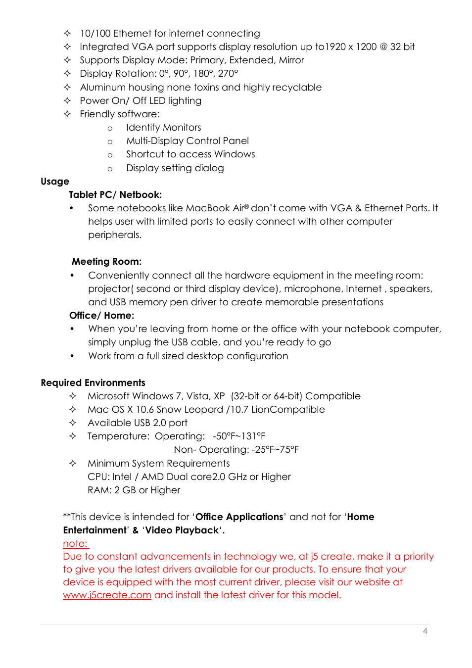 Required environments | j5 create JUD200 USB 2.0 Newport Station User Manual | Page 5 / 350