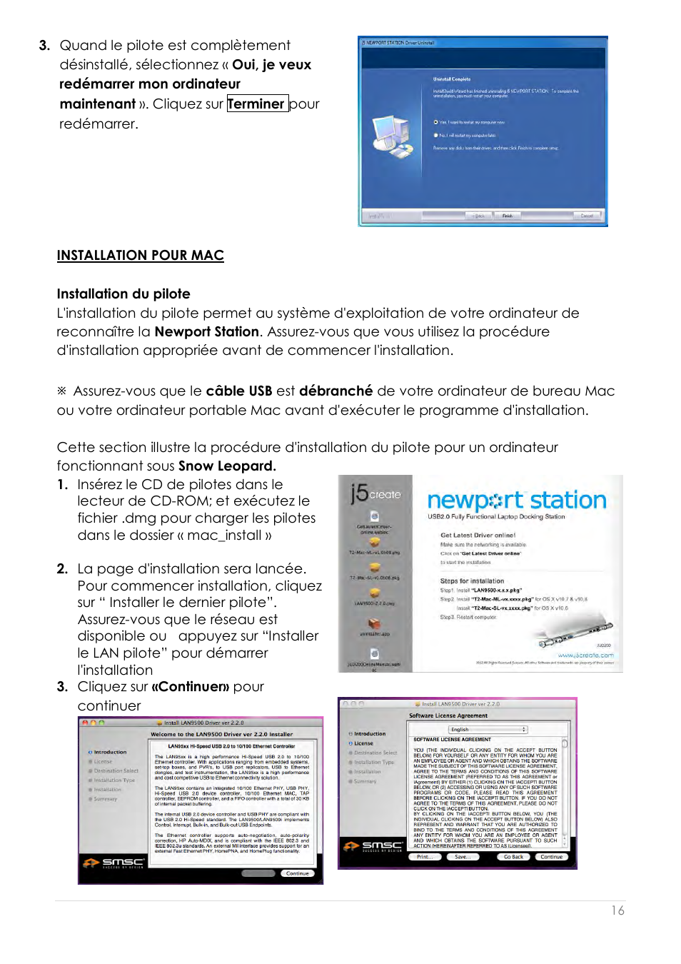 Installation pour mac, Installation du pilote | j5 create JUD200 USB 2.0 Newport Station User Manual | Page 61 / 350