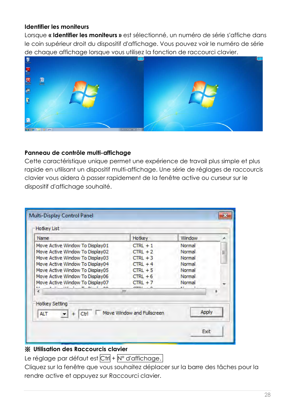 Identifier les moniteurs, Panneau de contrôle multi-affichage | j5 create JUD200 USB 2.0 Newport Station User Manual | Page 73 / 350