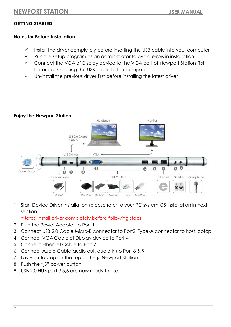 Getting started, Newport station | j5 create JUD200 USB 2.0 Newport Station User Manual | Page 8 / 350