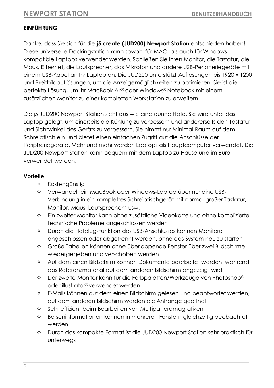 Einfü hrung, Vorteile, Newport station | j5 create JUD200 USB 2.0 Newport Station User Manual | Page 94 / 350