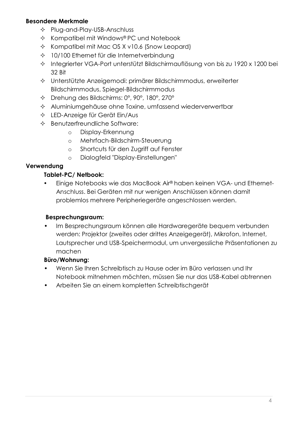 Besondere, Merkmale | j5 create JUD200 USB 2.0 Newport Station User Manual | Page 95 / 350