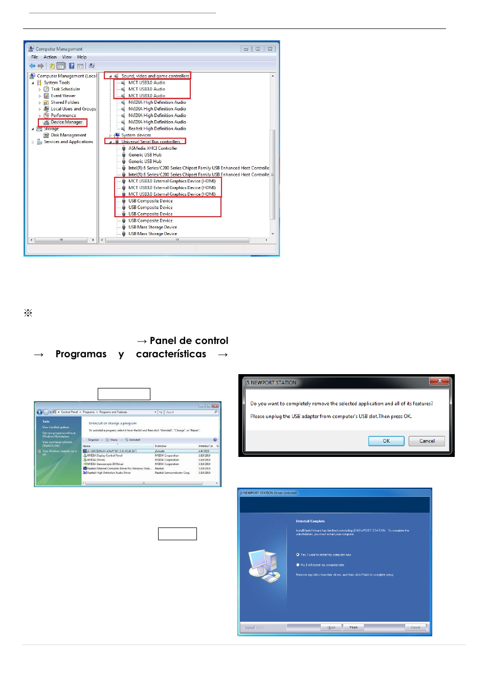 Desinstalación del controlador de dispositivo | j5 create JUH450 USB 3.0 HDMI & 3-Port HUB User Manual | Page 145 / 200