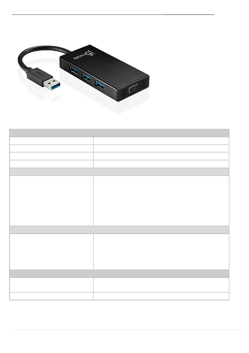 Physikalische spezifikationen | j5 create JUH410 USB 3.0 VGA & 3-Port HUB User Manual | Page 62 / 174