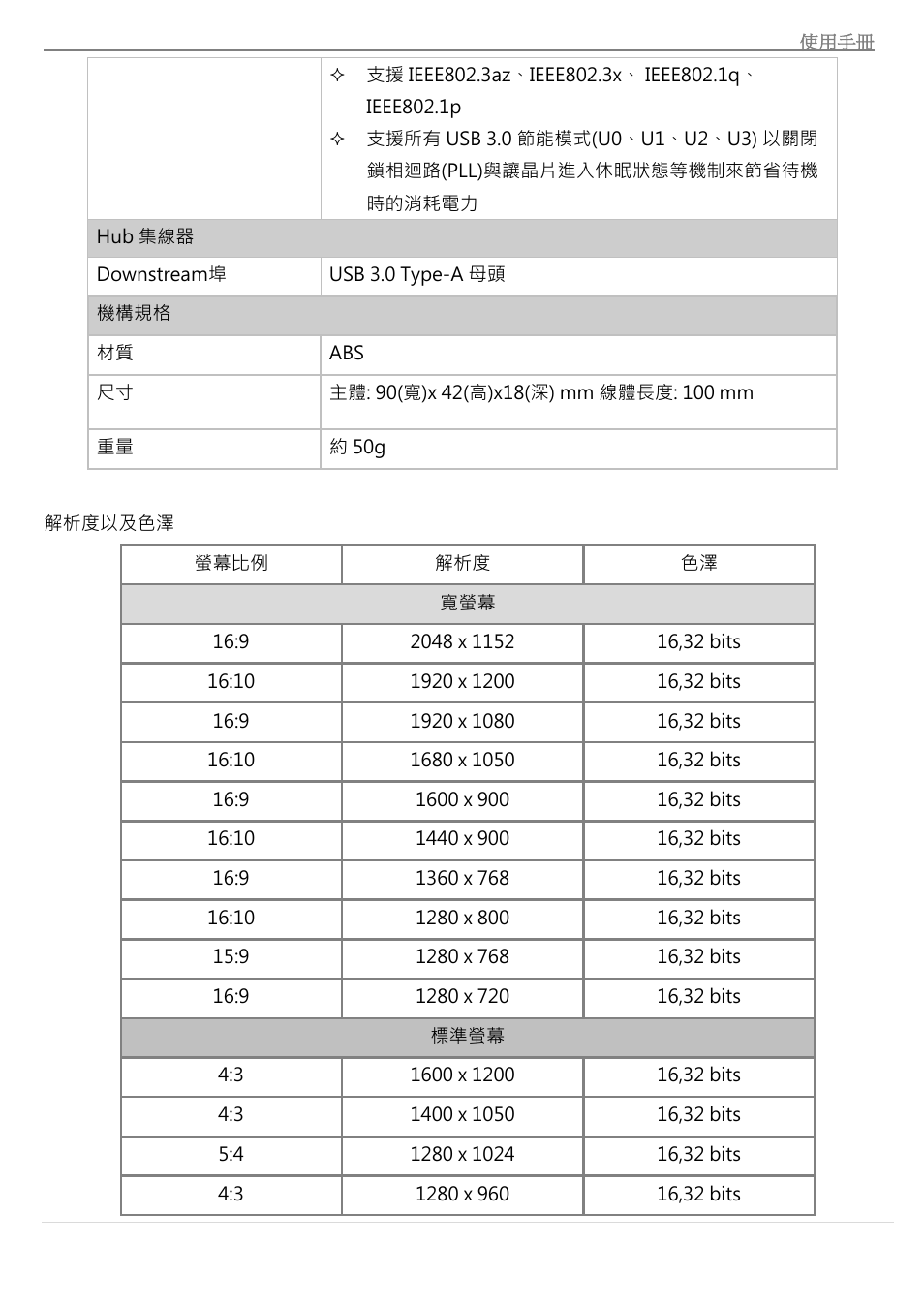 解析度以及色澤 | j5 create JUA370 - USB 3.0 Multi-Adapter VGA & Gigabit Ethernet User Manual | Page 154 / 181