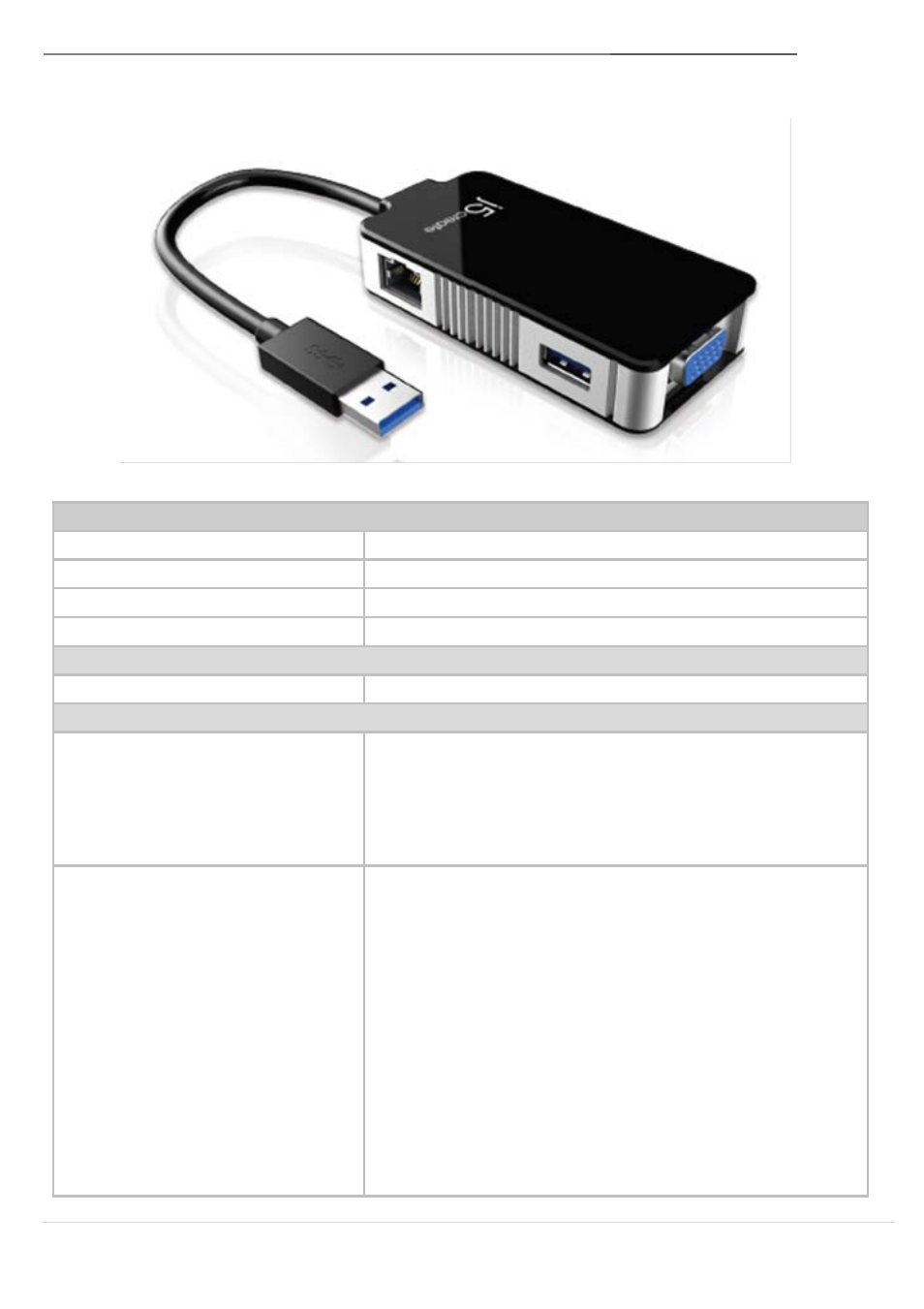 Physikalische spezifikationen | j5 create JUA370 - USB 3.0 Multi-Adapter VGA & Gigabit Ethernet User Manual | Page 62 / 181