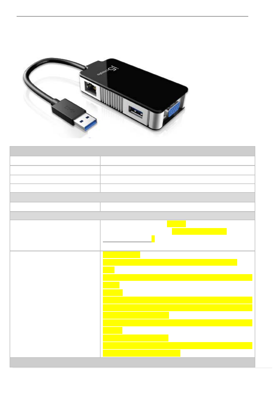 Physical specifications | j5 create JUA370 - USB 3.0 Multi-Adapter VGA & Gigabit Ethernet User Manual | Page 90 / 181