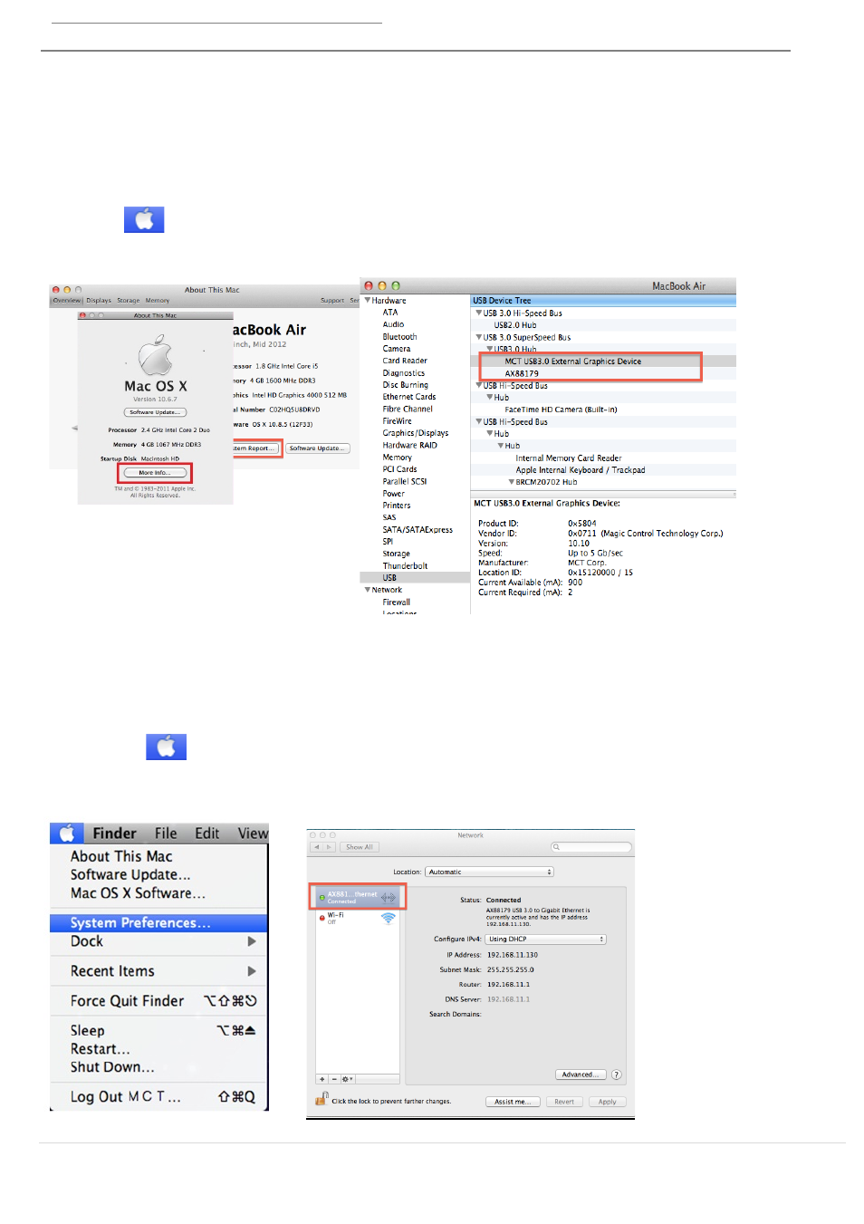 Mise en réseau sur mac | j5 create JUA370 - USB 3.0 Multi-Adapter VGA & Gigabit Ethernet User Manual | Page 99 / 181