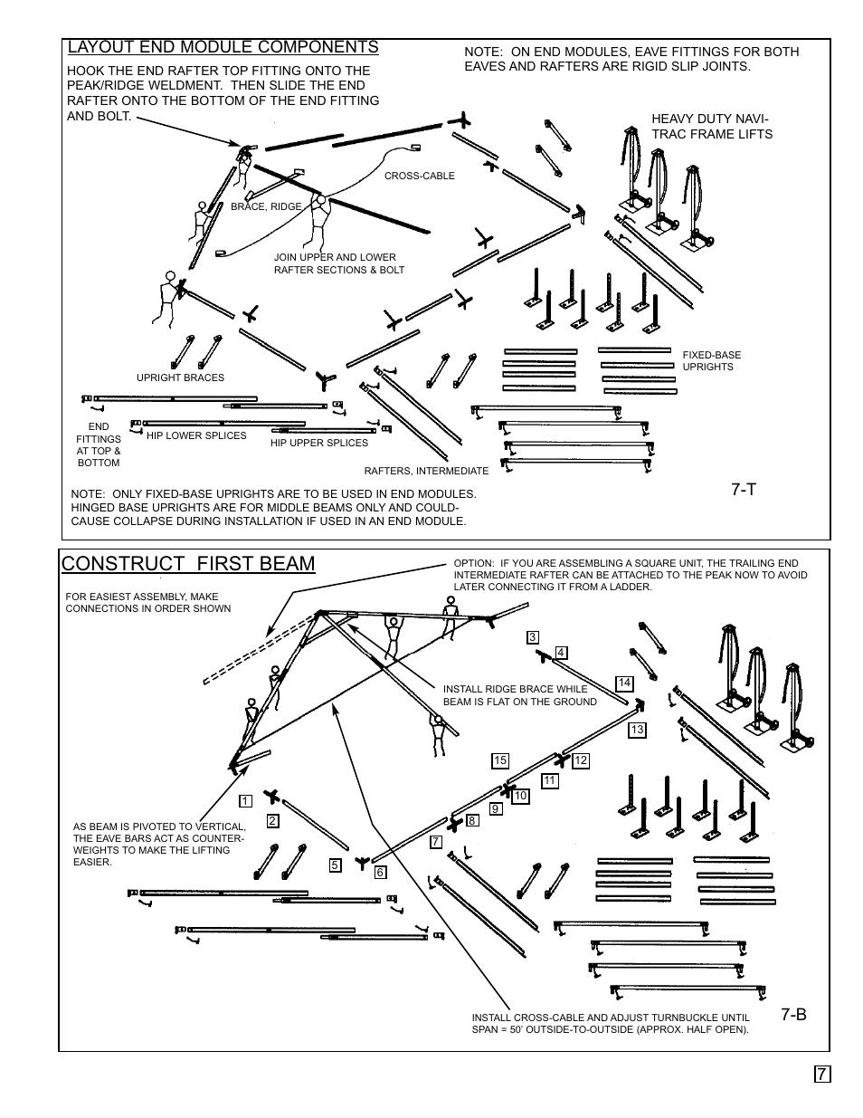 Construct first beam, Layout end module components, T 7-b 7 | Anchor Industries NAV50-1204 User Manual | Page 8 / 18