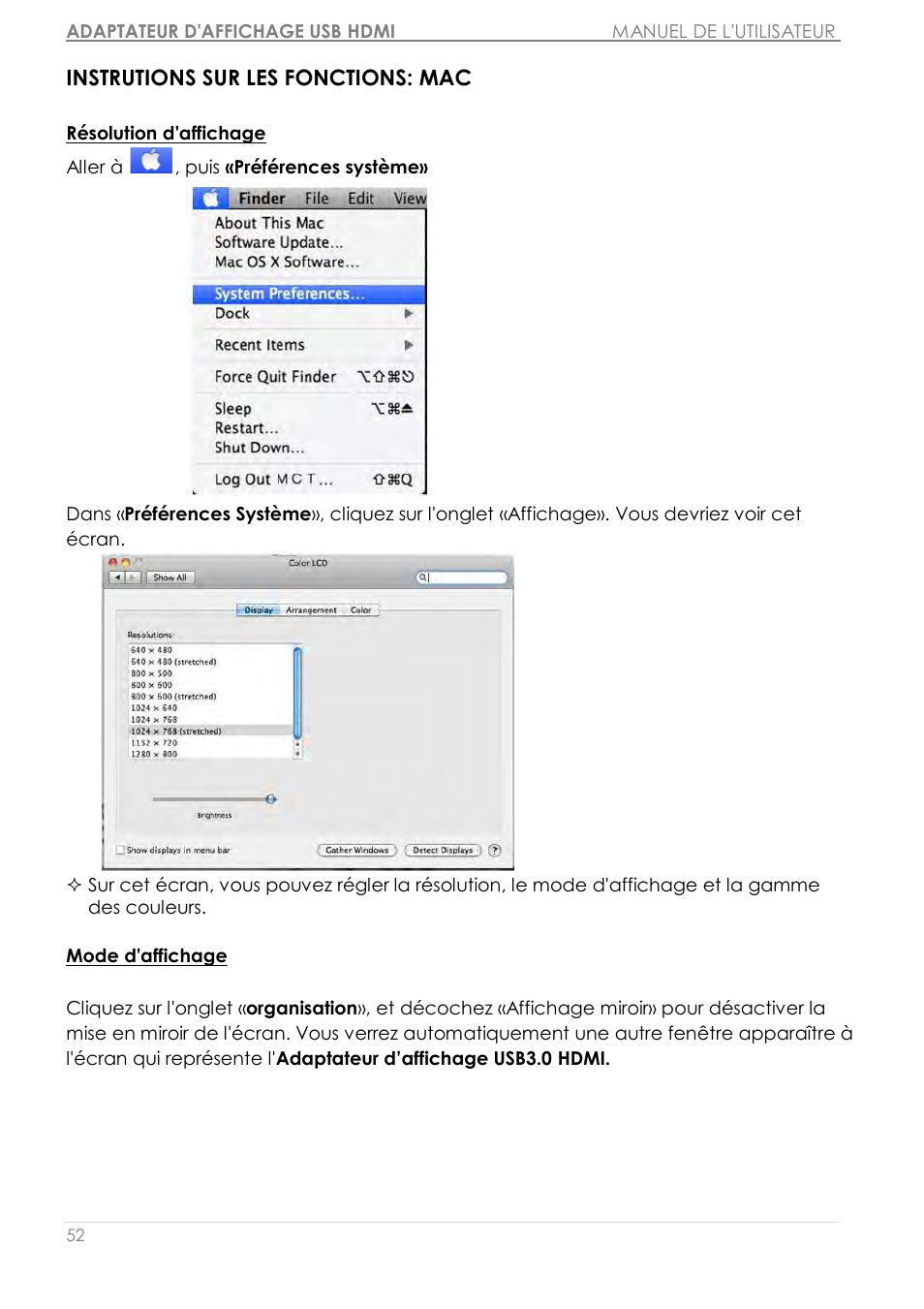 Instrutions sur les fonctions: mac | j5 create JUA350 - USB 3.0 HDMI Display Adapter User Manual | Page 108 / 425