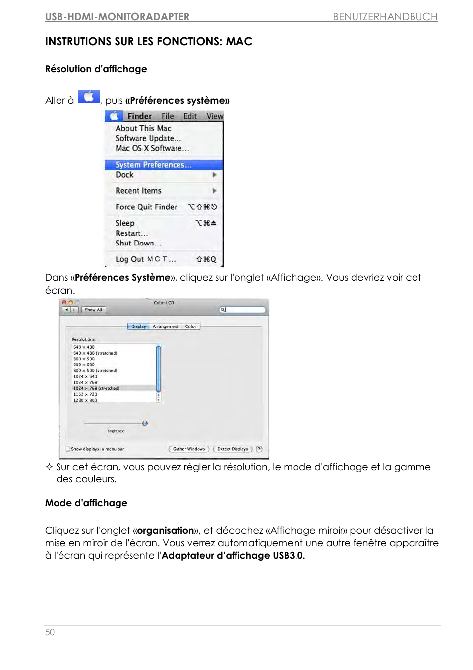 Instrutions sur les fonctions: mac | j5 create JUA350 - USB 3.0 HDMI Display Adapter User Manual | Page 167 / 425