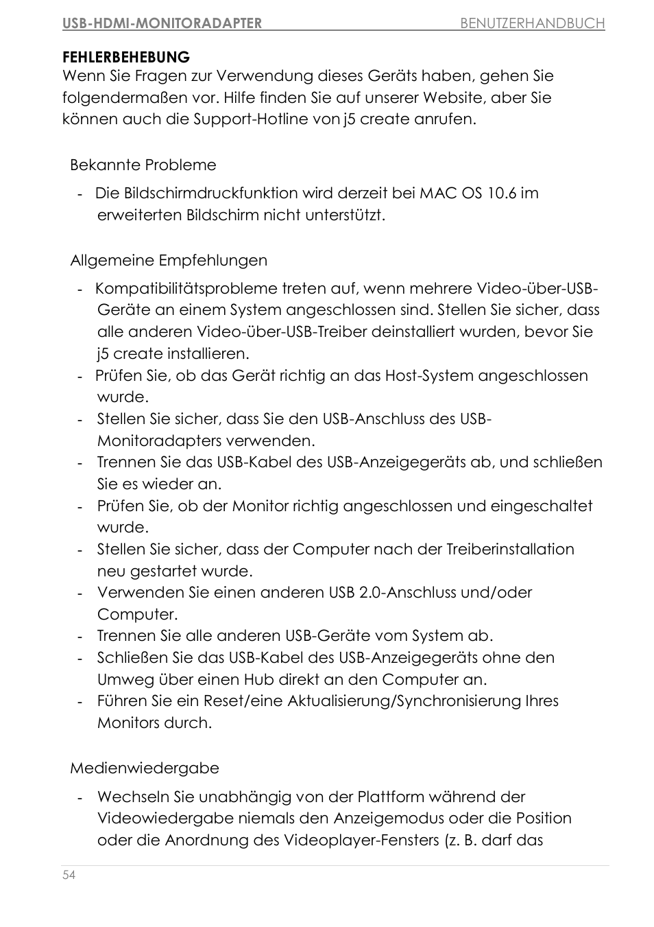 Fehlerbehebung | j5 create JUA350 - USB 3.0 HDMI Display Adapter User Manual | Page 171 / 425