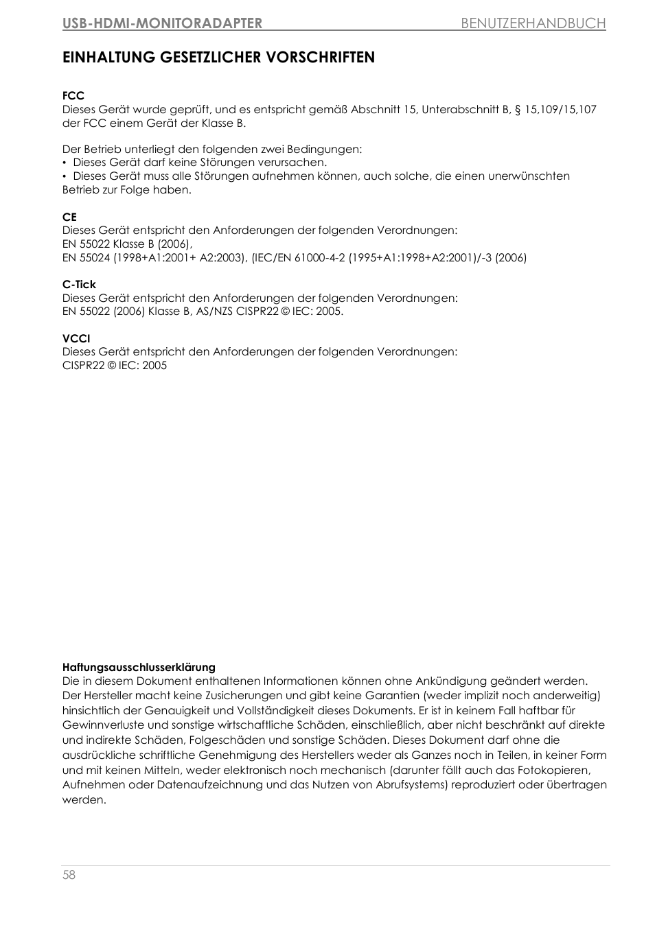 Einhaltung gesetzlicher vorschriften | j5 create JUA350 - USB 3.0 HDMI Display Adapter User Manual | Page 175 / 425