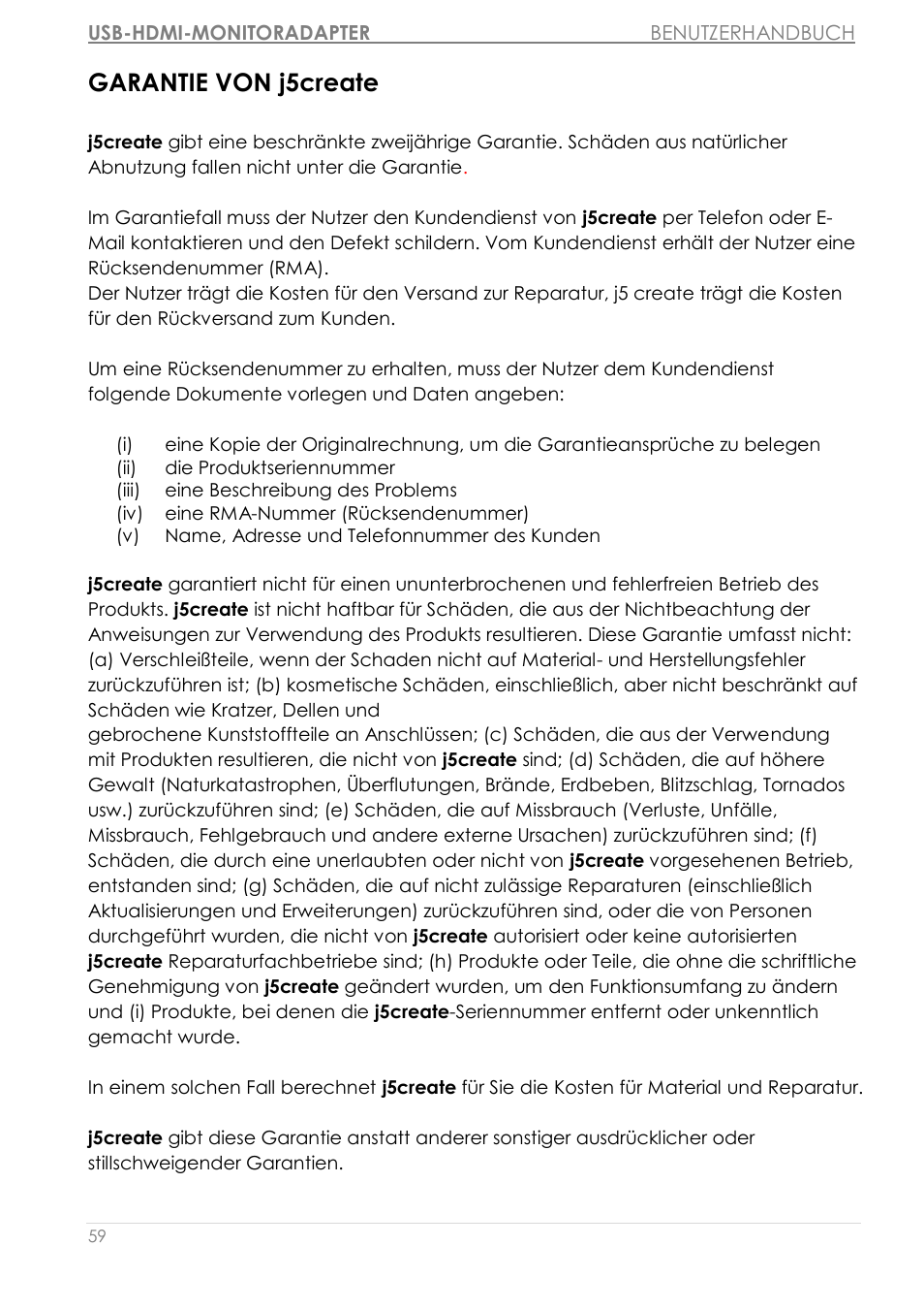 Garantie von j5create | j5 create JUA350 - USB 3.0 HDMI Display Adapter User Manual | Page 176 / 425
