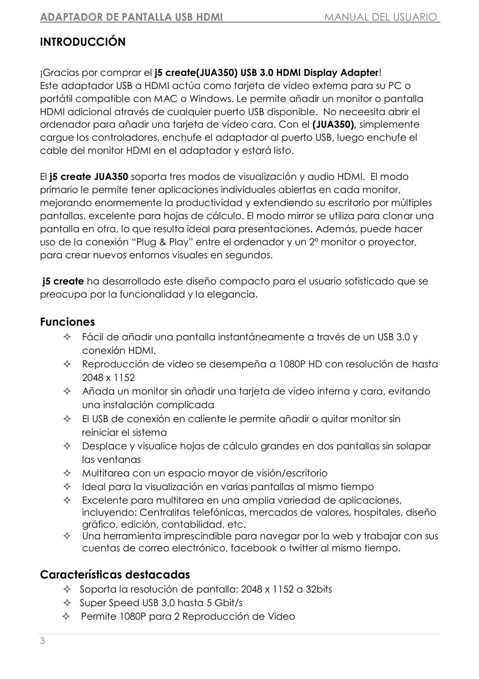 Introducció n | j5 create JUA350 - USB 3.0 HDMI Display Adapter User Manual | Page 180 / 425