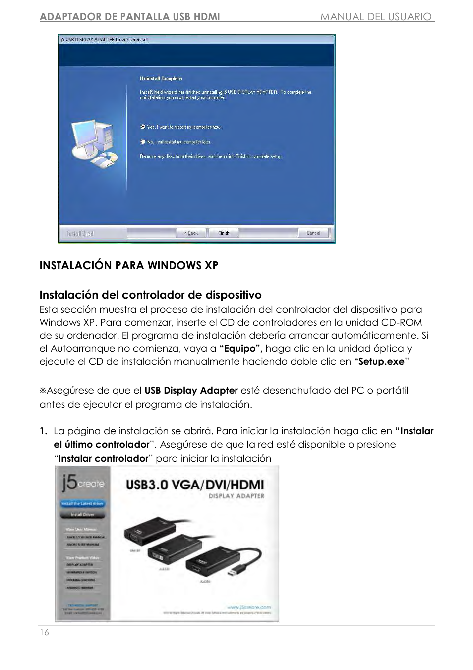 Instalació n para windows xp | j5 create JUA350 - USB 3.0 HDMI Display Adapter User Manual | Page 193 / 425