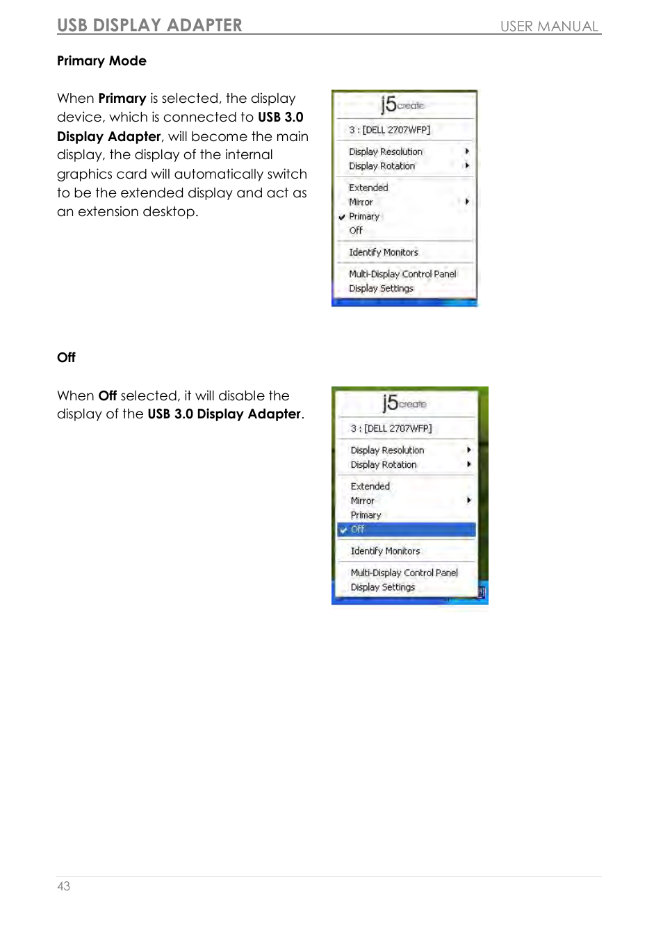 Usb display adapter | j5 create JUA350 - USB 3.0 HDMI Display Adapter User Manual | Page 44 / 425