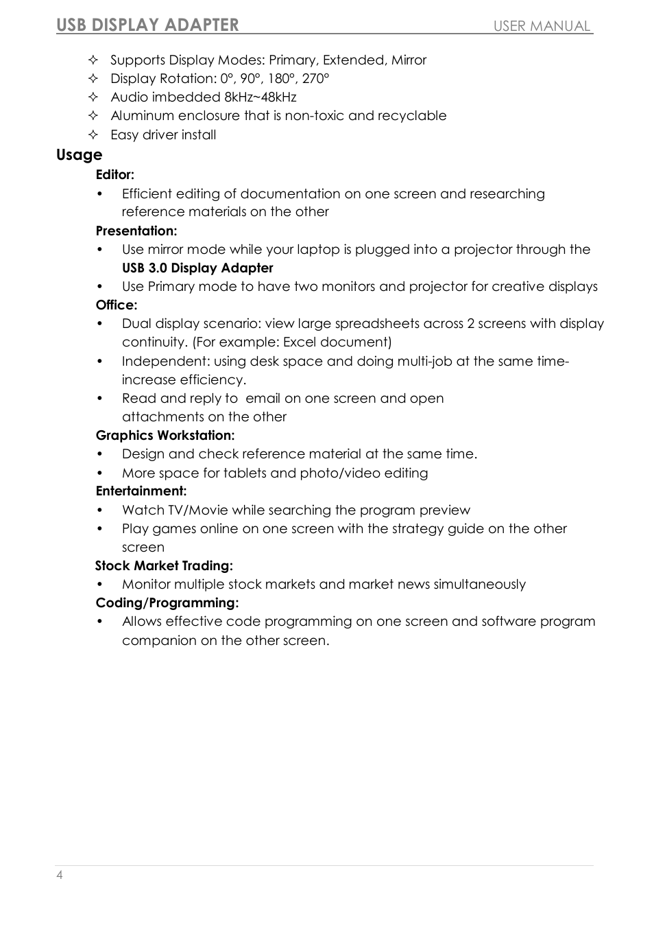 Usb display adapter | j5 create JUA350 - USB 3.0 HDMI Display Adapter User Manual | Page 5 / 425