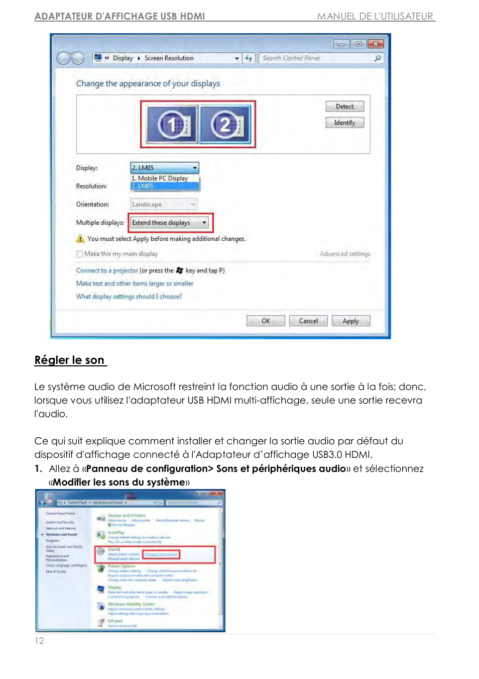 Ré gler le son | j5 create JUA350 - USB 3.0 HDMI Display Adapter User Manual | Page 68 / 425