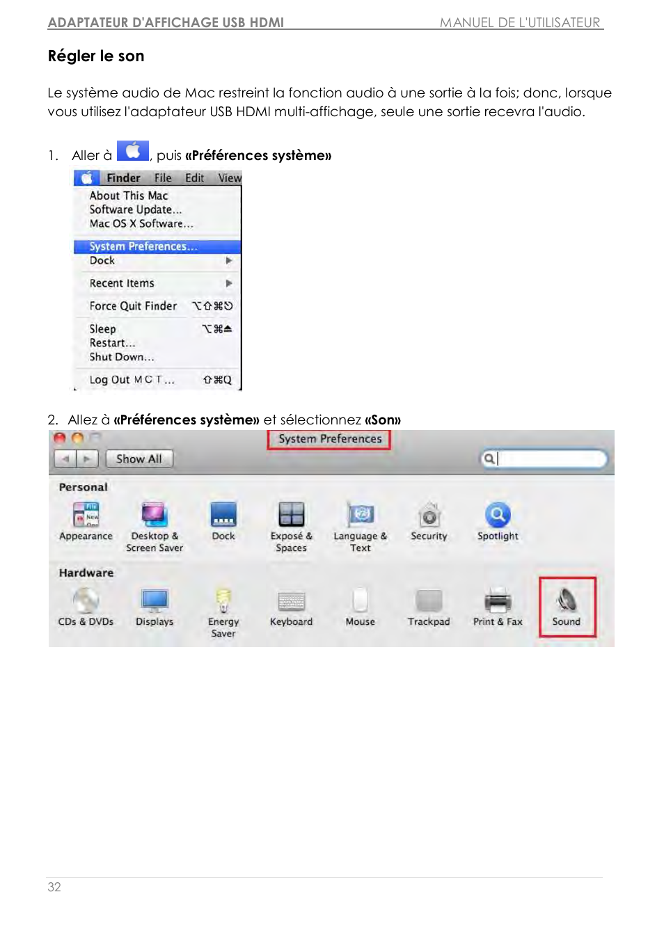 Ré gler le son | j5 create JUA350 - USB 3.0 HDMI Display Adapter User Manual | Page 88 / 425