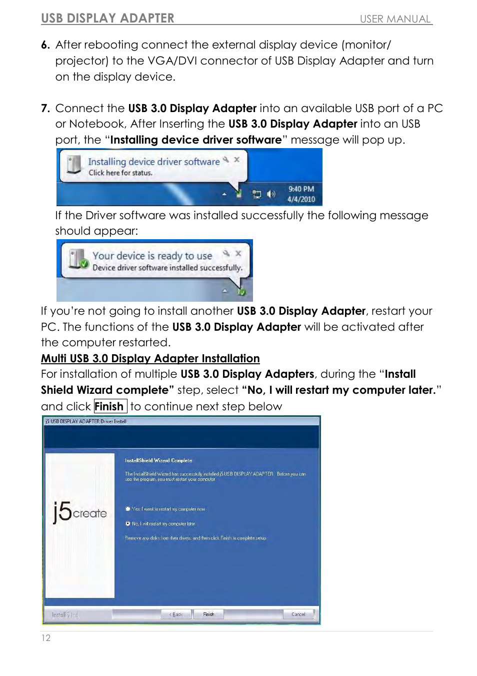 Usb display adapter | j5 create JUA310 - USB 3.0 VGA Display Adapter User Manual | Page 13 / 413