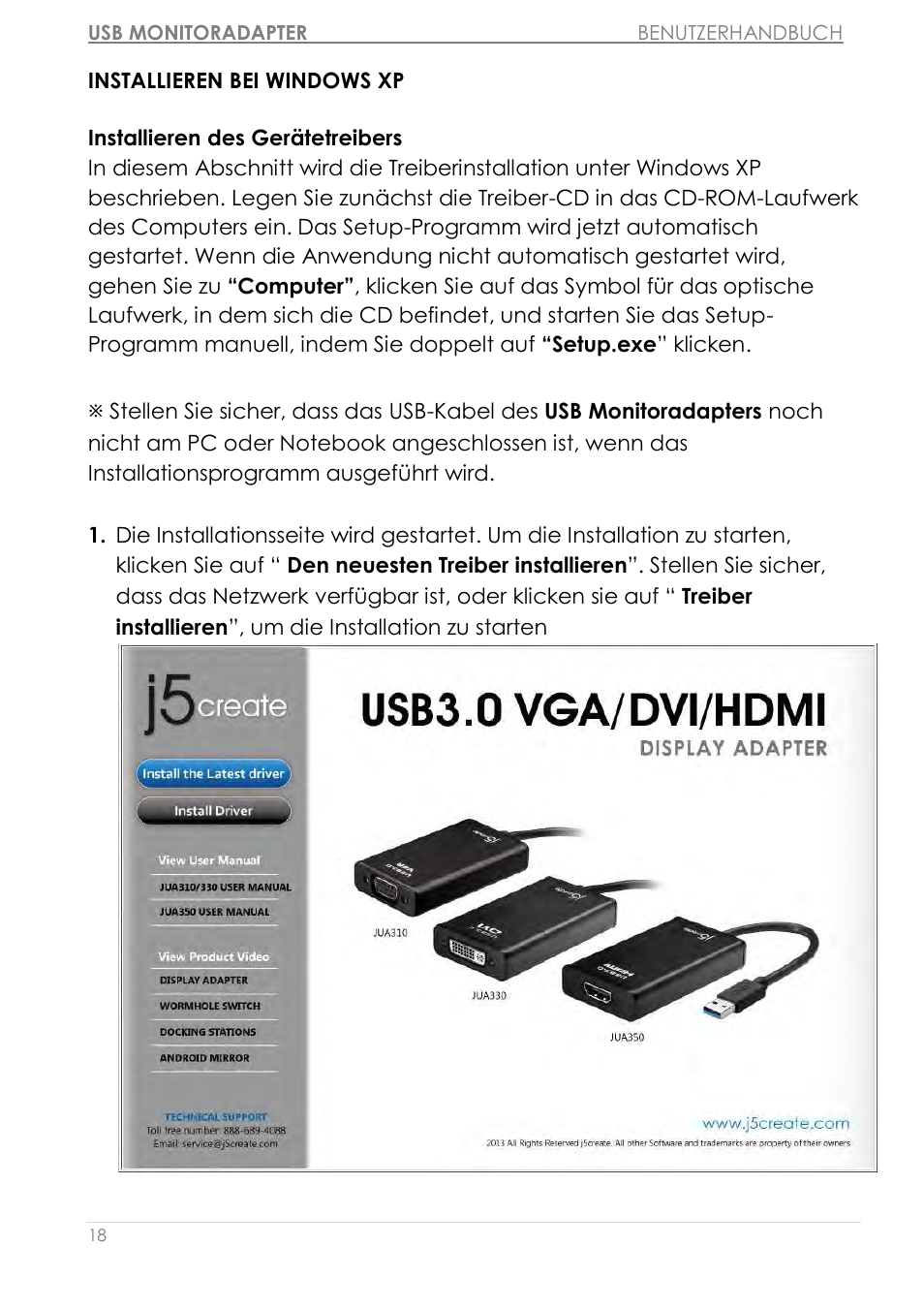 Installieren bei windows xp | j5 create JUA310 - USB 3.0 VGA Display Adapter User Manual | Page 138 / 413