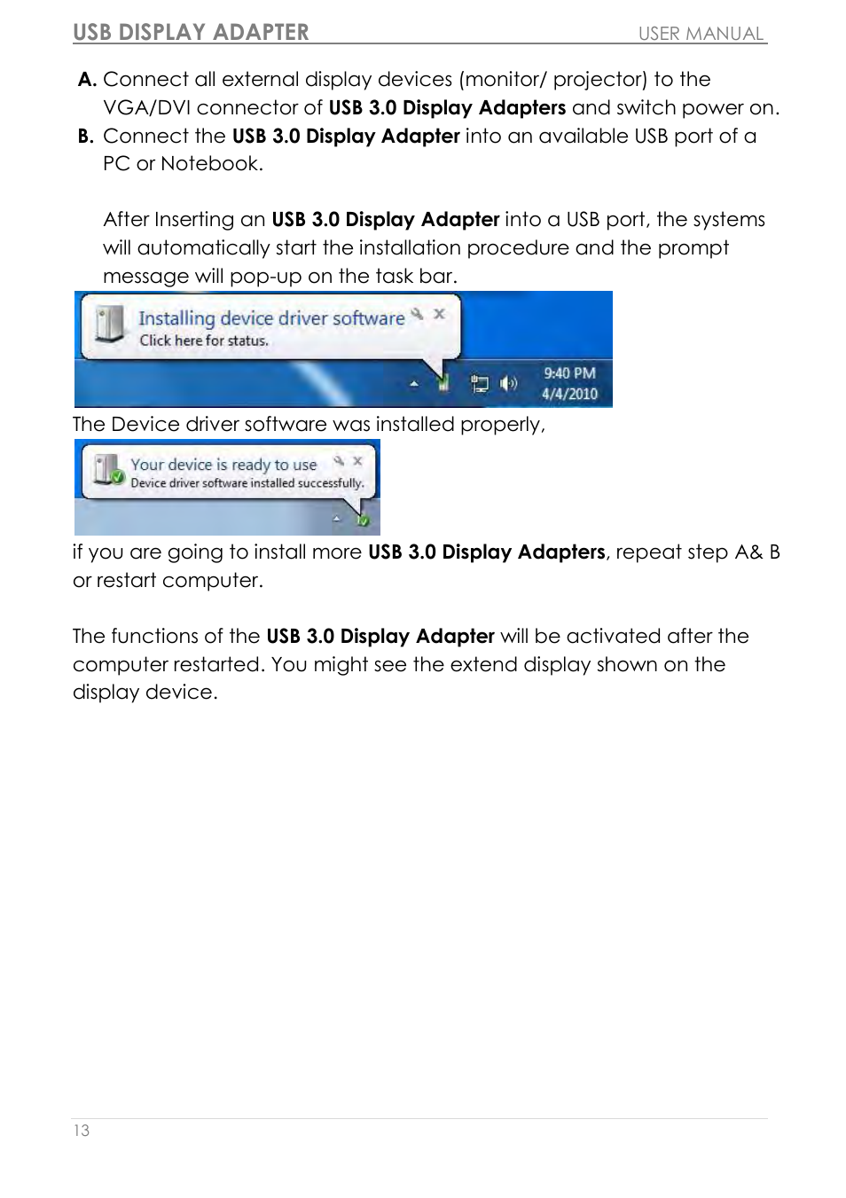 Usb display adapter | j5 create JUA310 - USB 3.0 VGA Display Adapter User Manual | Page 14 / 413