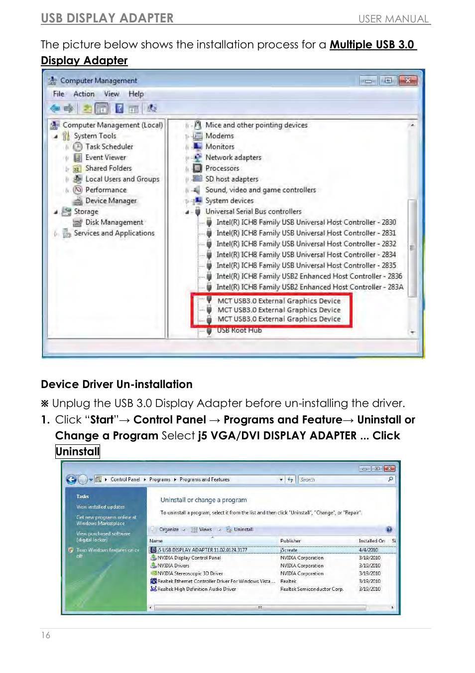 Usb display adapter | j5 create JUA310 - USB 3.0 VGA Display Adapter User Manual | Page 17 / 413