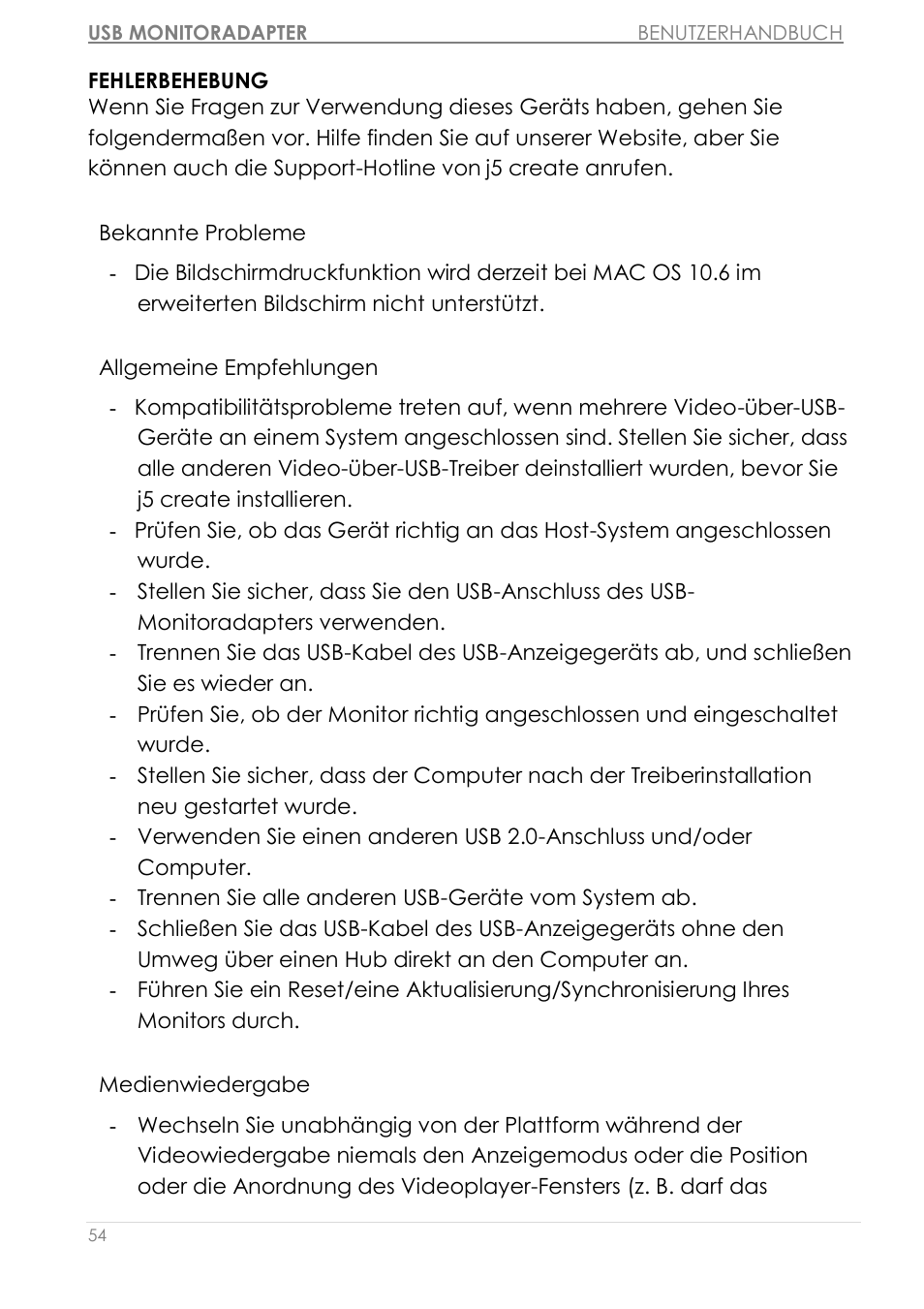 Fehlerbehebung | j5 create JUA310 - USB 3.0 VGA Display Adapter User Manual | Page 174 / 413