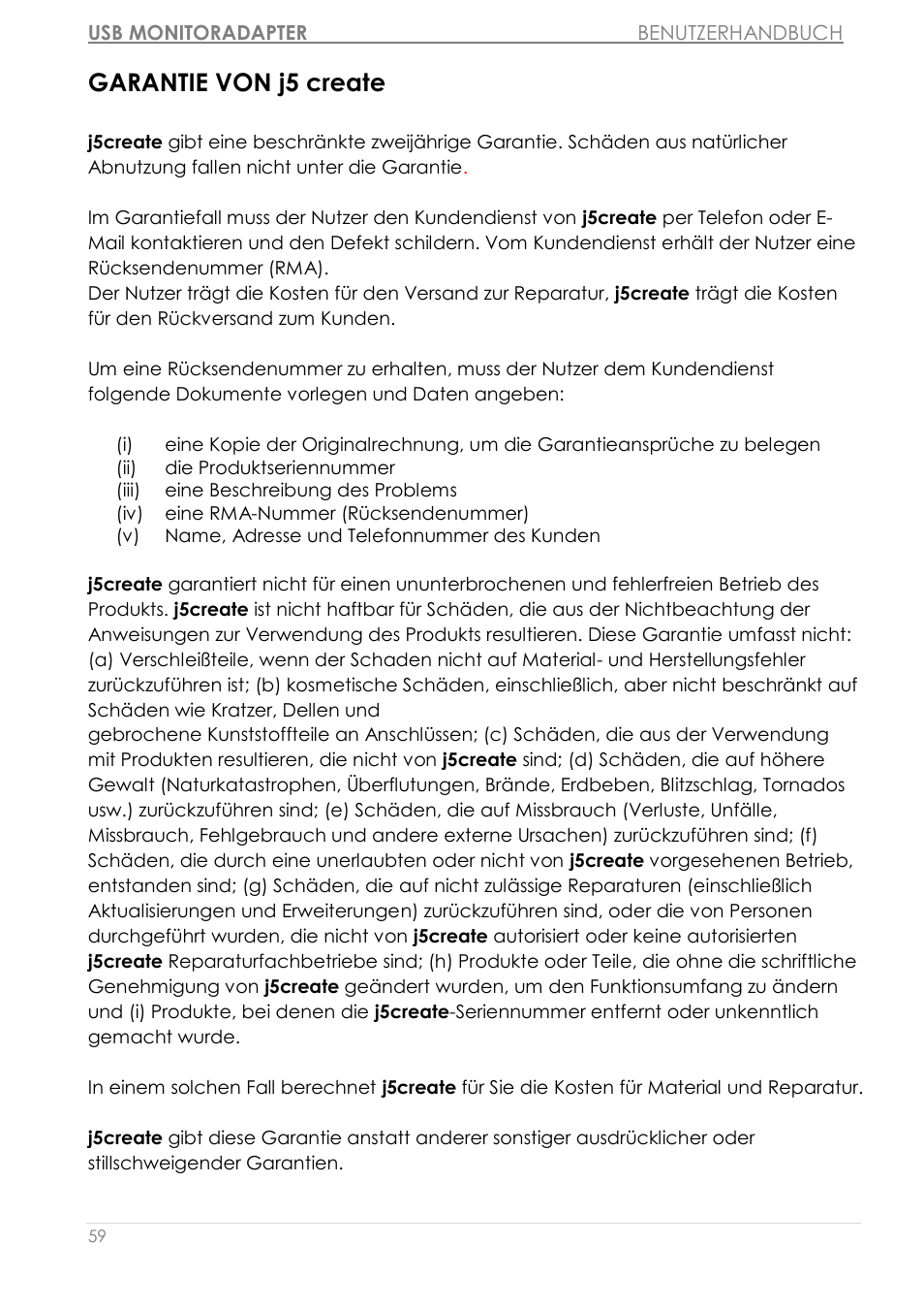 Garantie von j5 create | j5 create JUA310 - USB 3.0 VGA Display Adapter User Manual | Page 179 / 413
