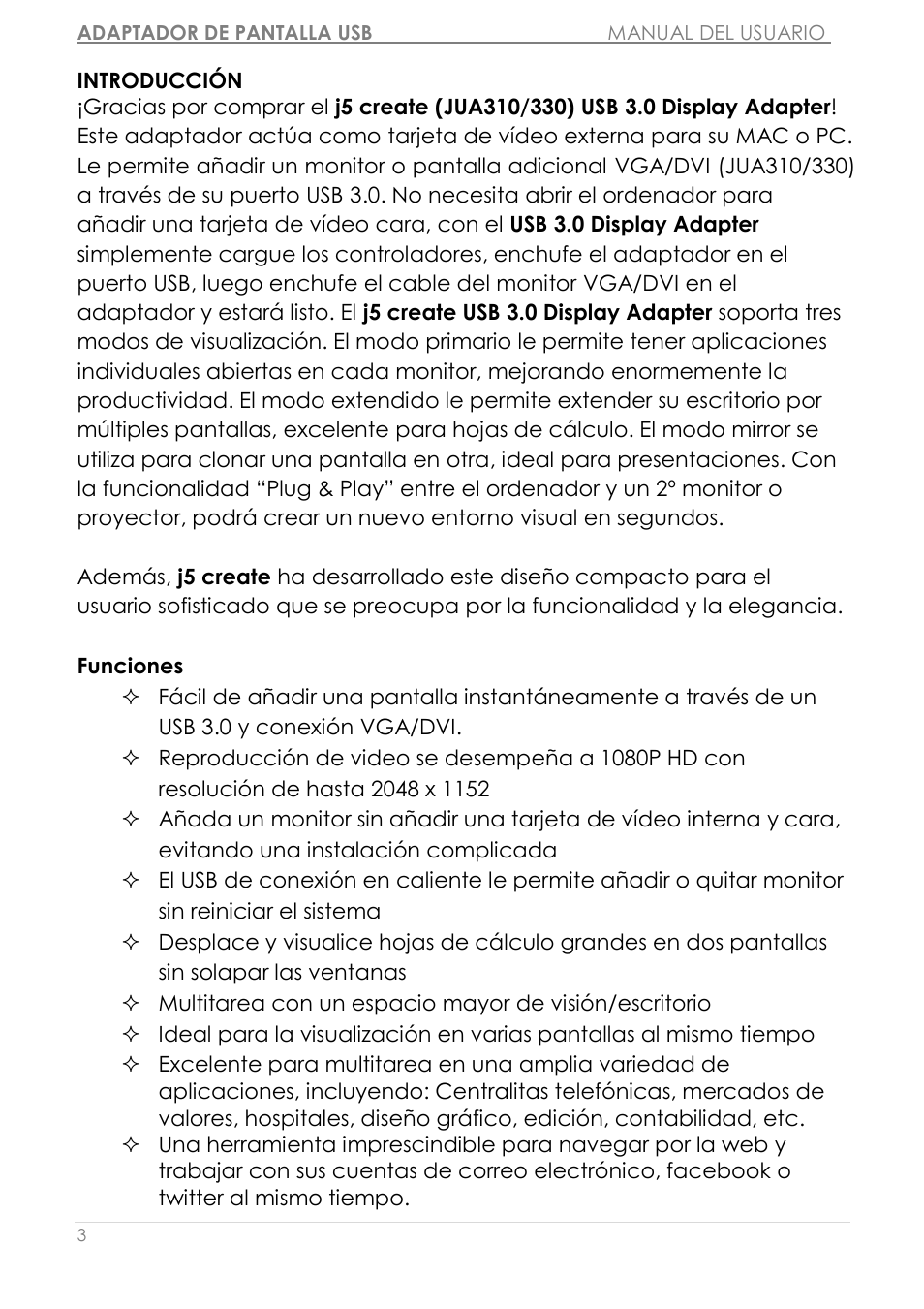 Introducció n | j5 create JUA310 - USB 3.0 VGA Display Adapter User Manual | Page 183 / 413