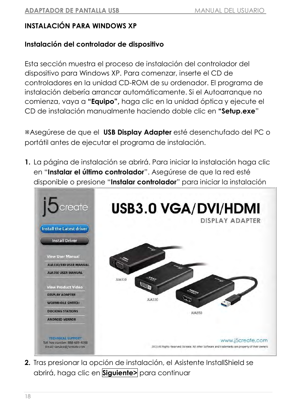 Instalació n para windows xp | j5 create JUA310 - USB 3.0 VGA Display Adapter User Manual | Page 198 / 413