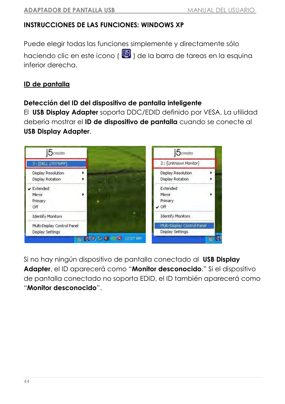 Instrucciones de las funciones: windows xp | j5 create JUA310 - USB 3.0 VGA Display Adapter User Manual | Page 224 / 413