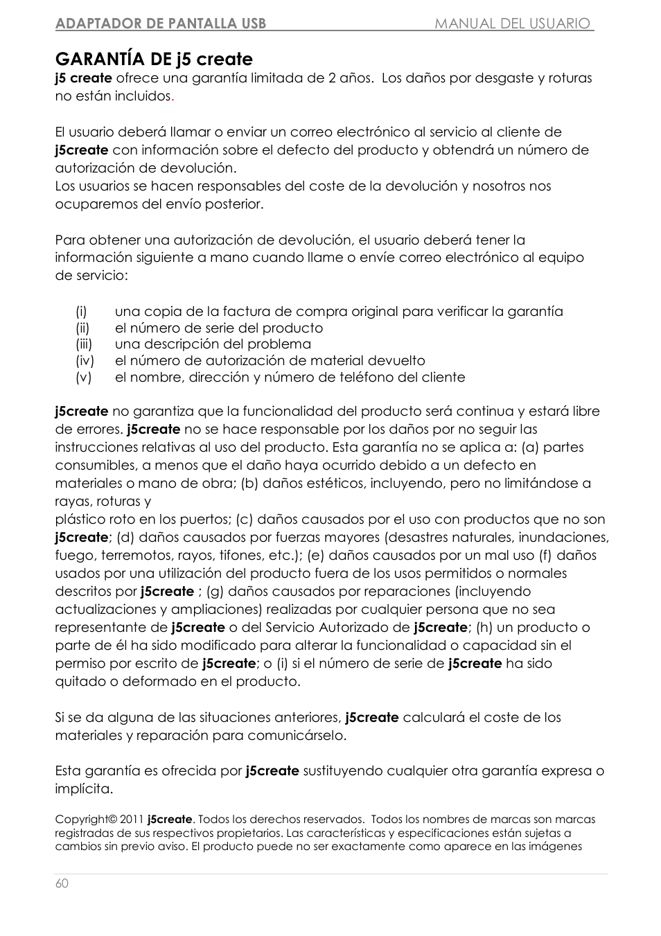 Garantía de j5 create | j5 create JUA310 - USB 3.0 VGA Display Adapter User Manual | Page 240 / 413