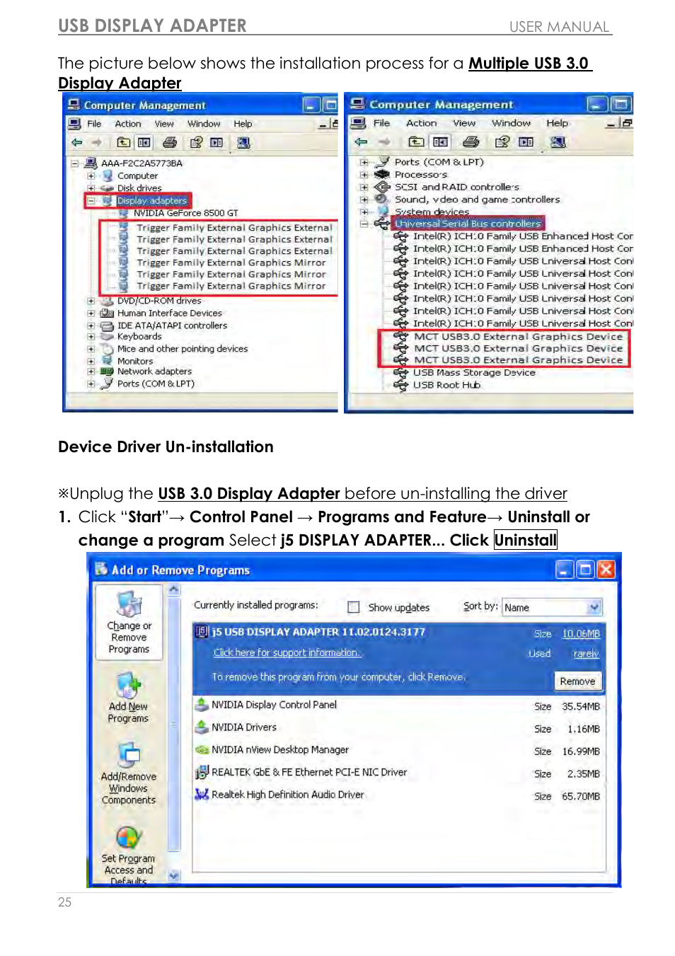Usb display adapter | j5 create JUA310 - USB 3.0 VGA Display Adapter User Manual | Page 26 / 413