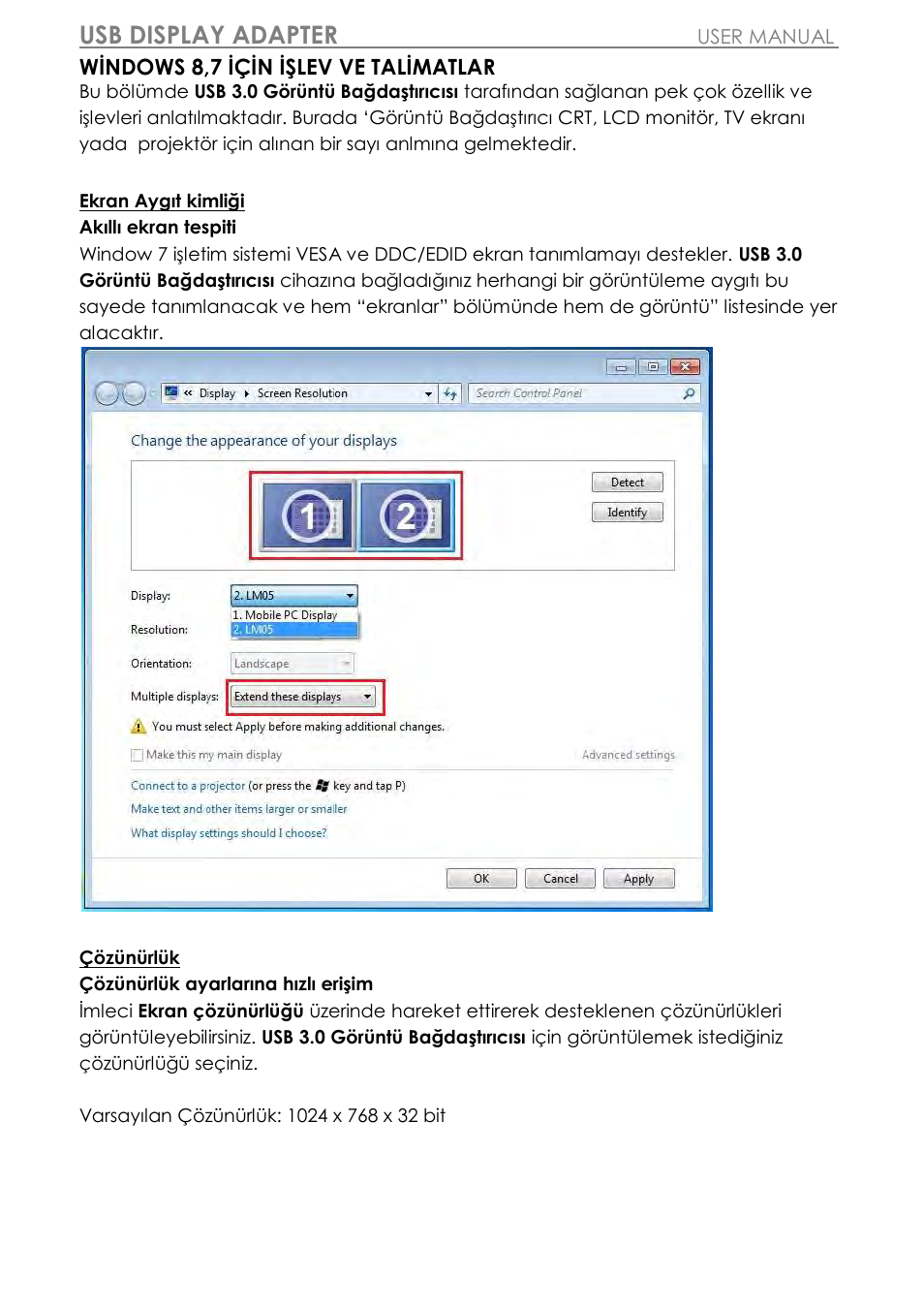 Windows 8,7 için işlev ve talimatlar, Usb display adapter | j5 create JUA310 - USB 3.0 VGA Display Adapter User Manual | Page 391 / 413