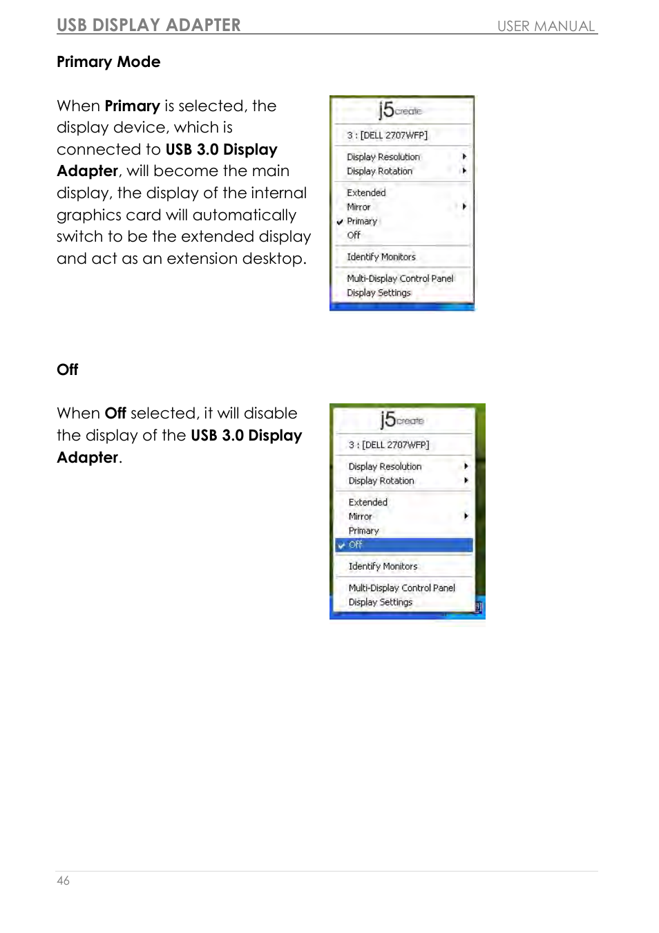 Usb display adapter | j5 create JUA310 - USB 3.0 VGA Display Adapter User Manual | Page 47 / 413