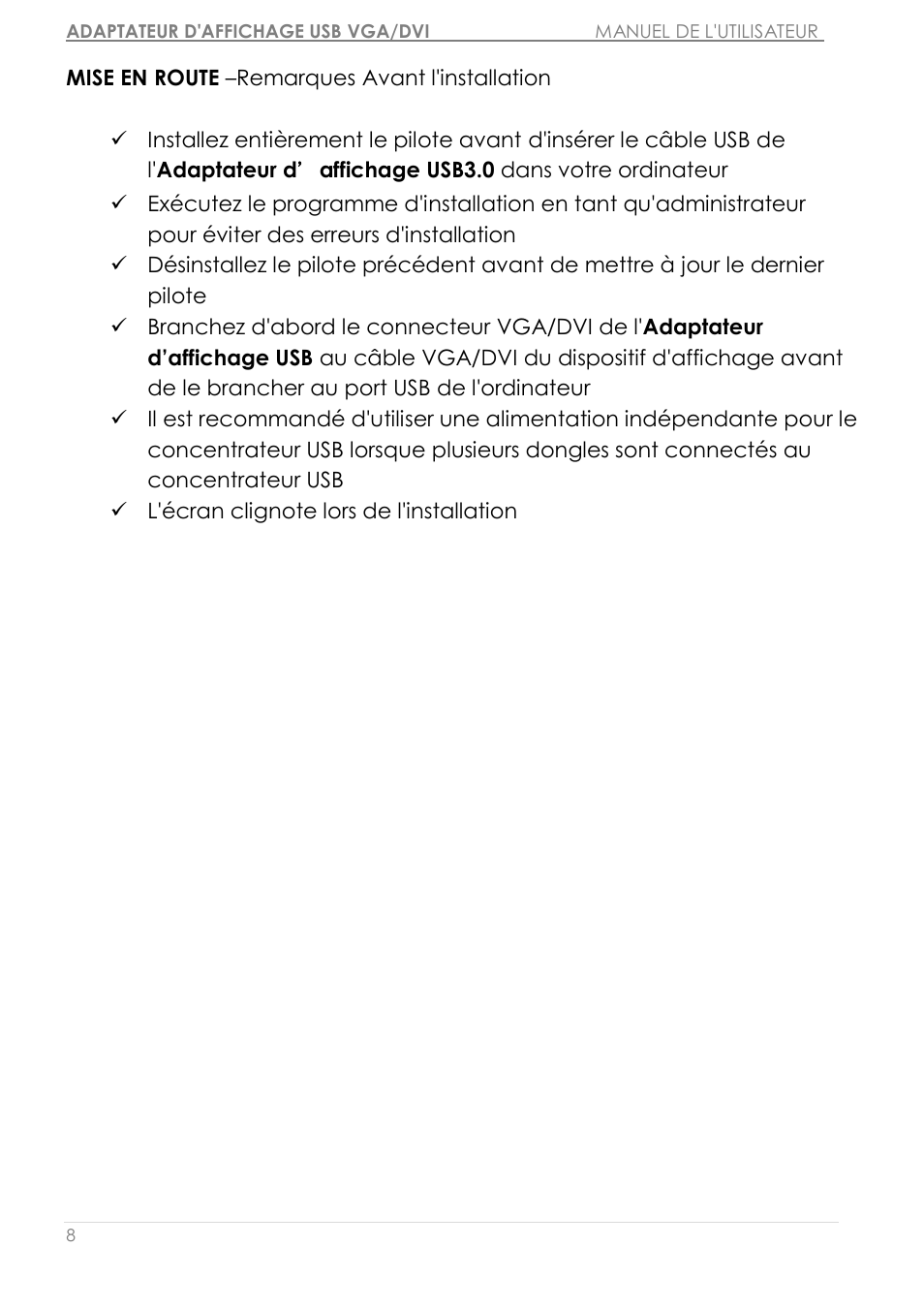 Mise en route –remarques avant l'installation | j5 create JUA310 - USB 3.0 VGA Display Adapter User Manual | Page 67 / 413