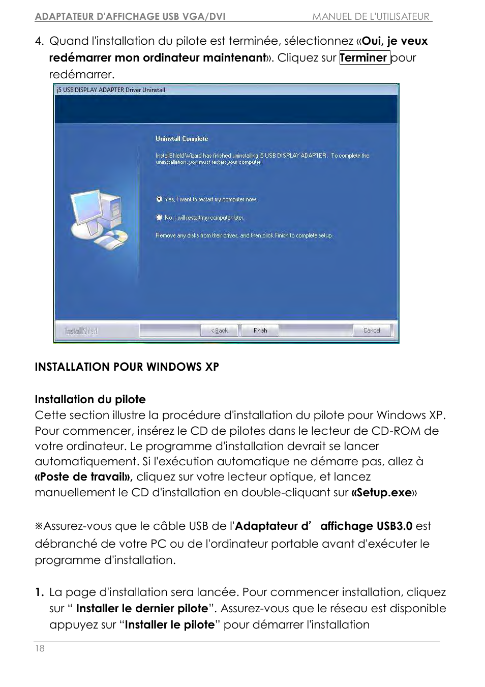 Installation pour windows xp | j5 create JUA310 - USB 3.0 VGA Display Adapter User Manual | Page 77 / 413