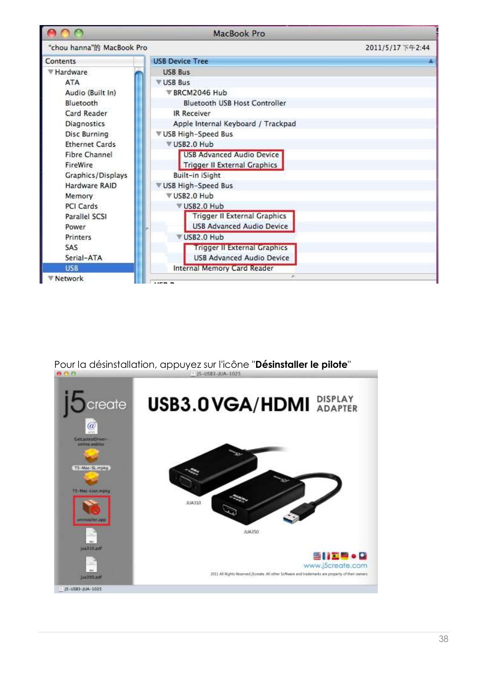 Dé sinstallation du pilote | j5 create JUA250 - USB 2.0 HDMI Display Adapter User Manual | Page 102 / 497