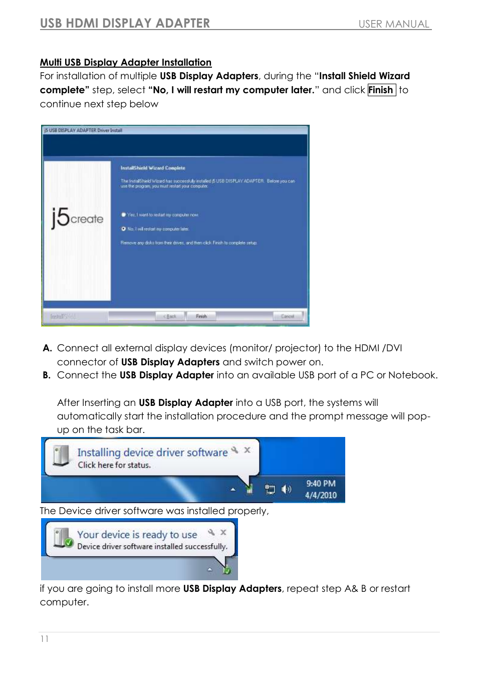 Usb hdmi display adapter | j5 create JUA250 - USB 2.0 HDMI Display Adapter User Manual | Page 12 / 497