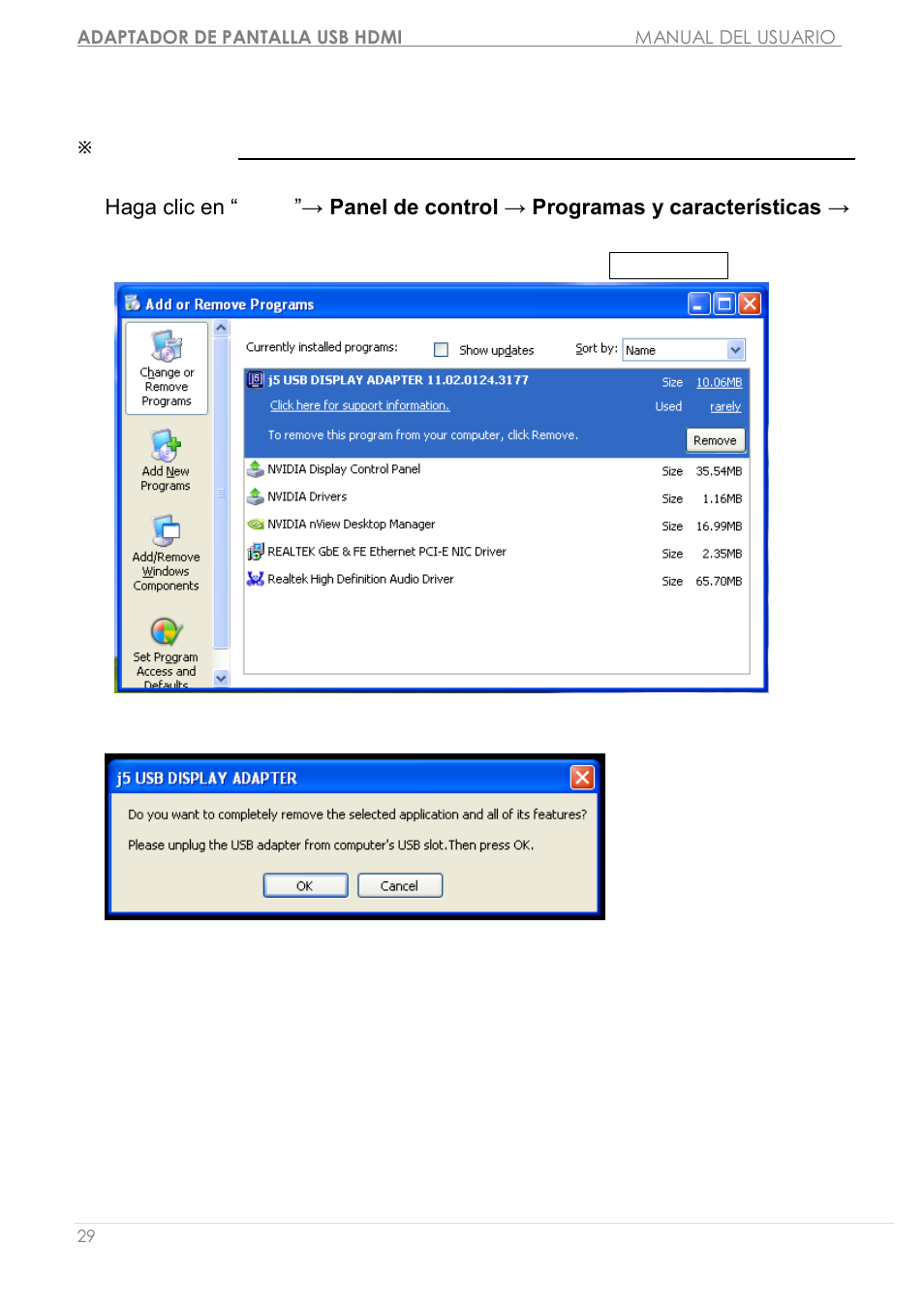 Desinstalació n del controlador de dispositivo | j5 create JUA250 - USB 2.0 HDMI Display Adapter User Manual | Page 227 / 497