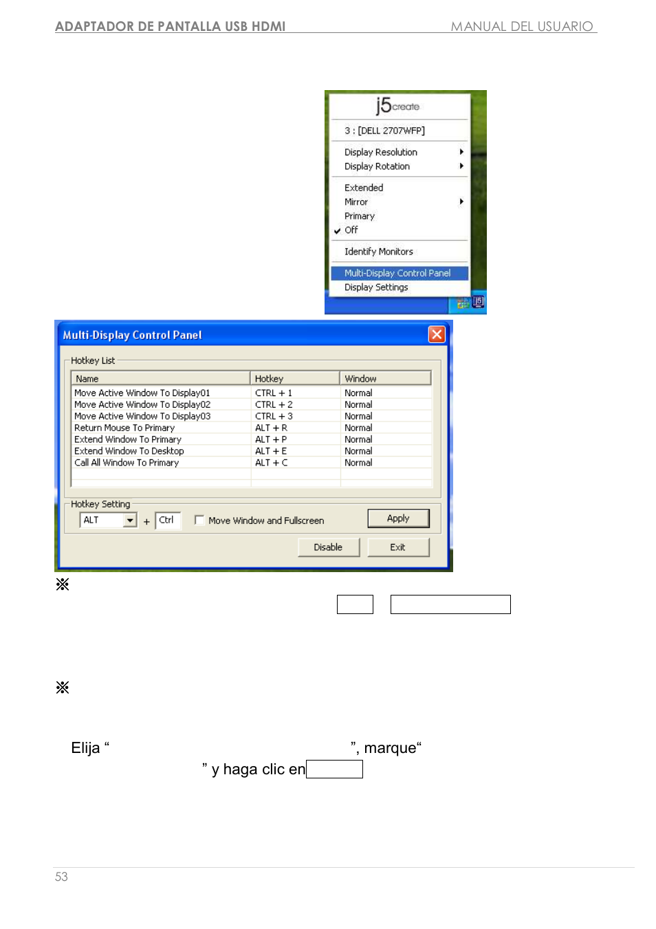 Control panel con multi-pantalla | j5 create JUA250 - USB 2.0 HDMI Display Adapter User Manual | Page 251 / 497