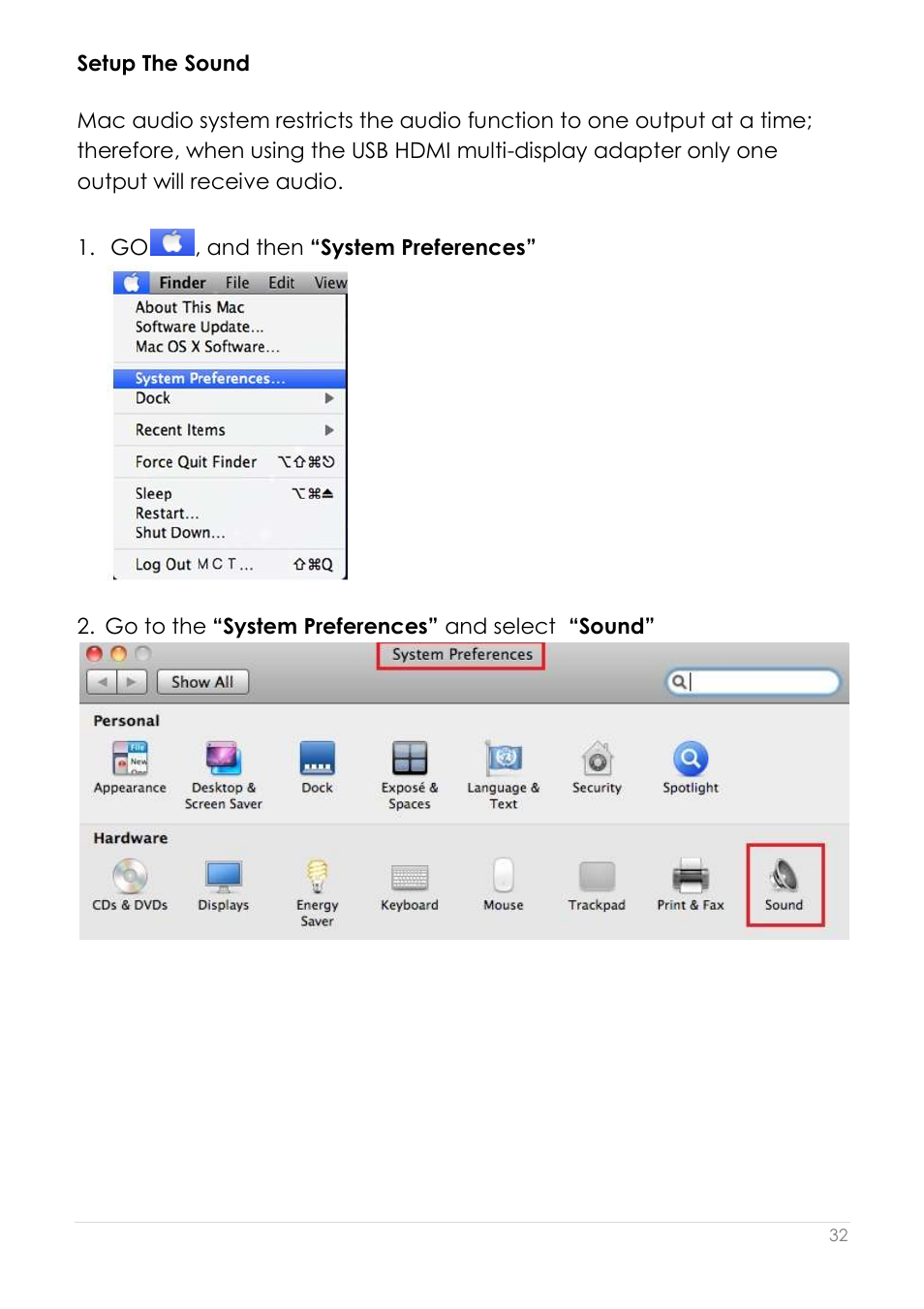 Setup the sound | j5 create JUA250 - USB 2.0 HDMI Display Adapter User Manual | Page 33 / 497