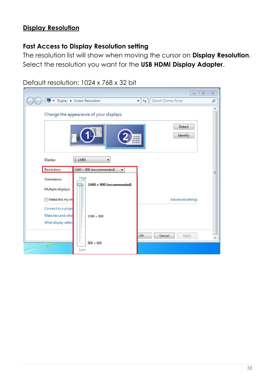 Display resolution | j5 create JUA250 - USB 2.0 HDMI Display Adapter User Manual | Page 39 / 497